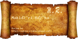 Maklári Réka névjegykártya